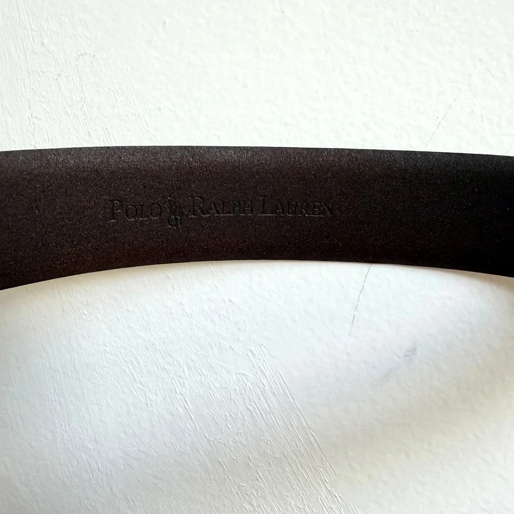 Polo Ralph Lauren Brown Leather Belt 40 Solid Brass Buckle Classic Mens Preppy
